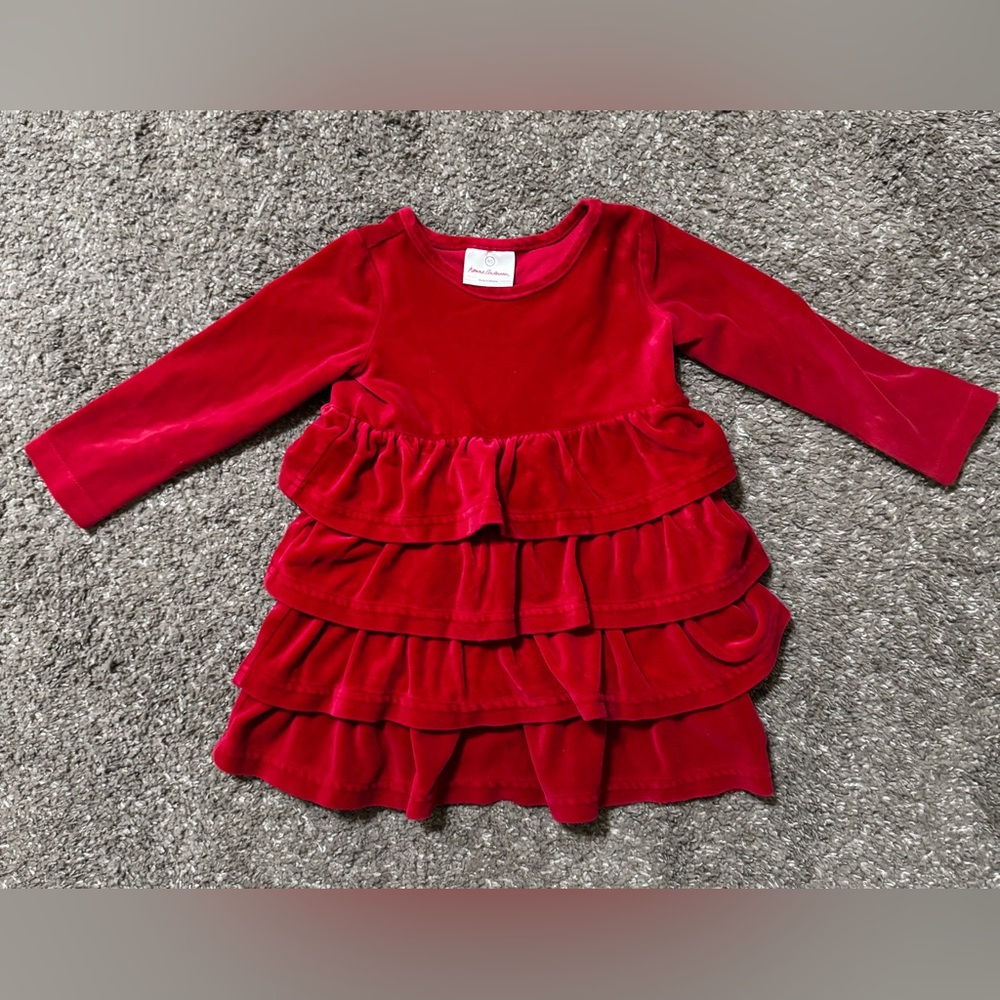 Hanna Andersson Red Velvet Ruffle Dress, 3T